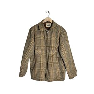 Vintage Woolrich Jacket Plaid Full Zip Coat Sherpa Lined Brown 70s Men's Large